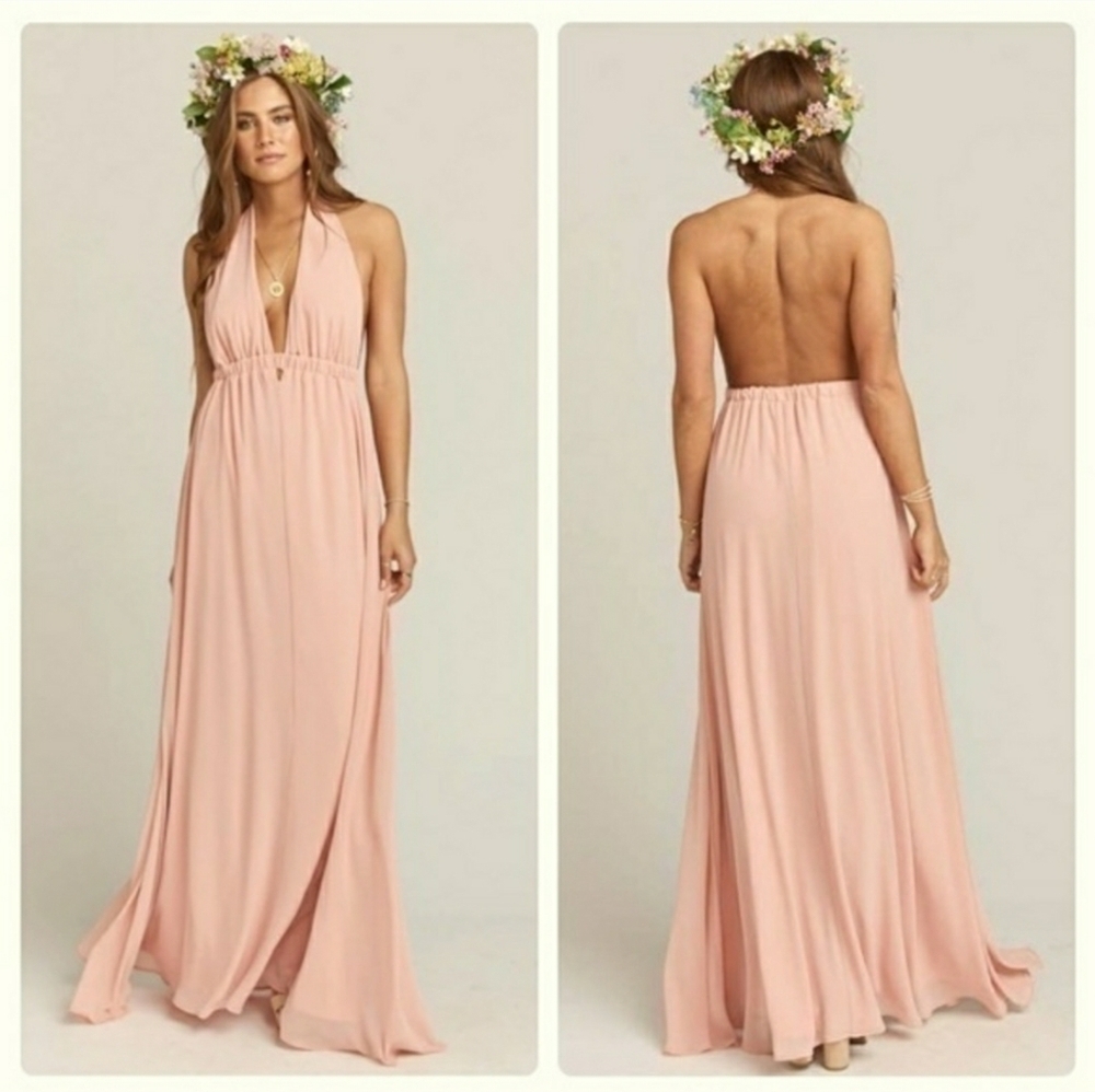 Show Me Your Mumu Blush Luna Halter Maxi Dress size small